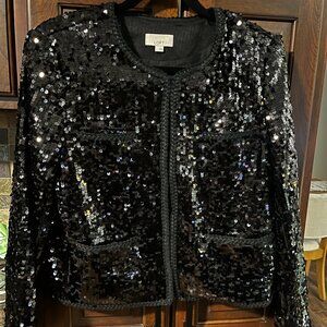 LOFT Sequin Crew Neck Jacket / Blazer